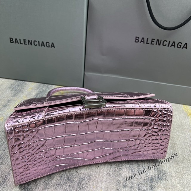 Balenciaga專櫃爆款新色鱷魚紋S號Hourglass沙漏包 巴黎世家頂級原單手提肩背包 款號：8895 fyj1237